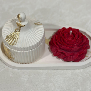 Tinker Jar With Oval Platter Beige