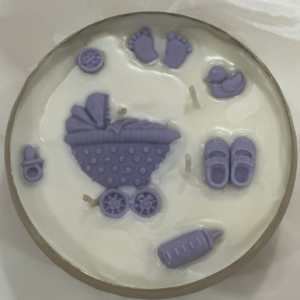 Baby Shower Candle in Metal Bowl