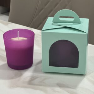 Purple Glass Candle with Candy Box